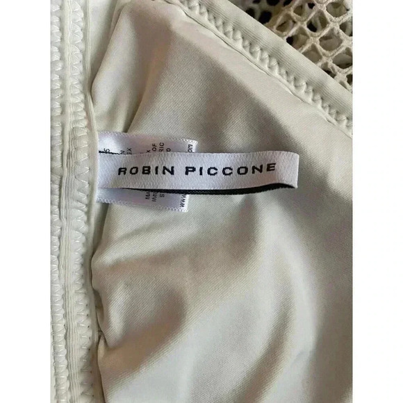 NEW Robin Piccone Pua Cream Crochet Triangle High Waisted Bikini Size Large - Picture 14 of 16